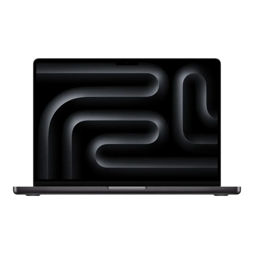 front side of apple macBook on white background