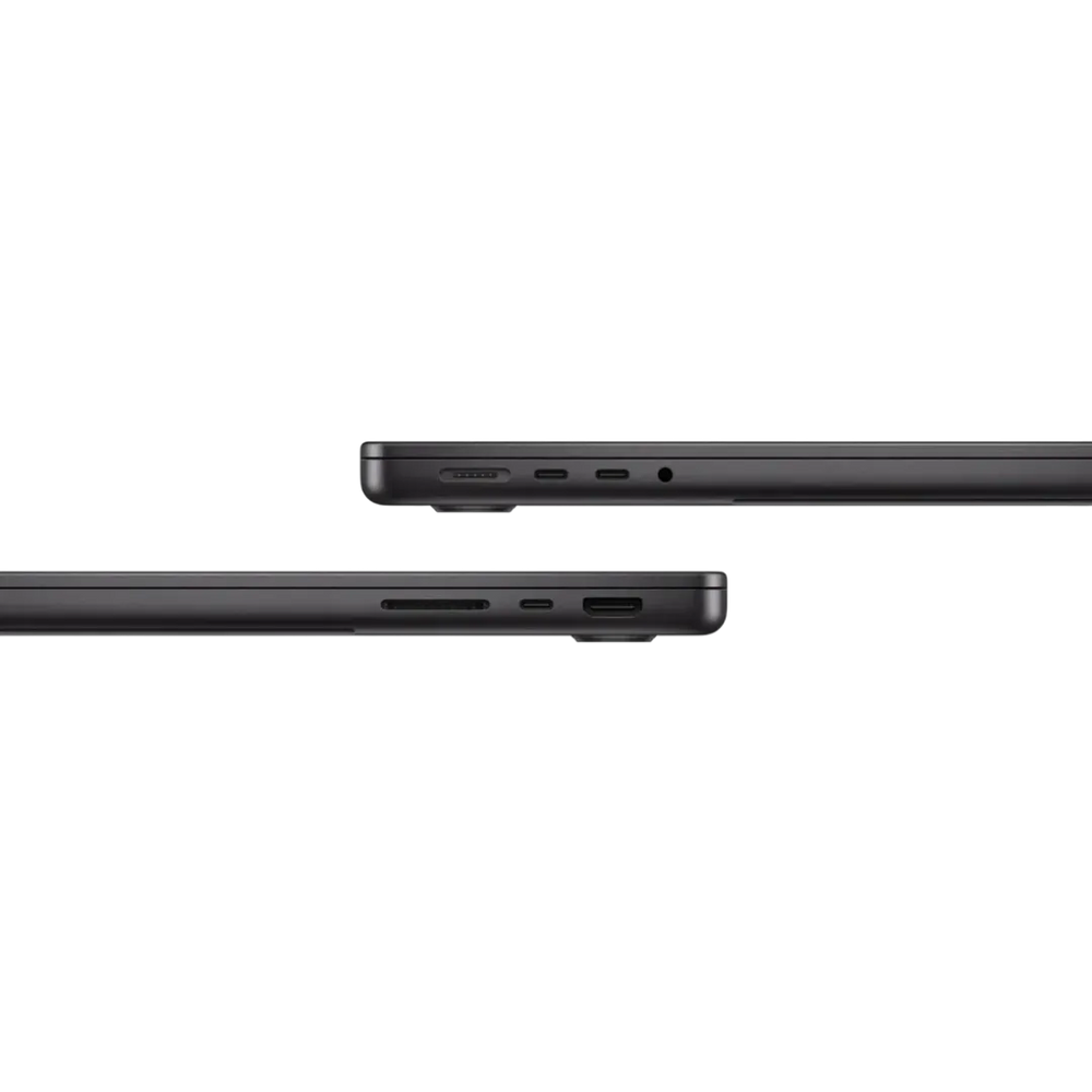 side view of macBook showing charging and USB slots