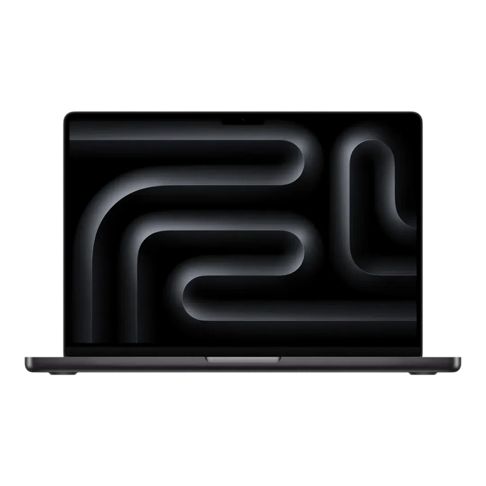 front side of apple macBook on white background