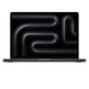 Laptop with a black screen displaying abstract white lines on a white background