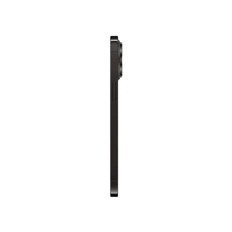 Side view of a black smartphone on a white background