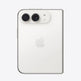 A white Apple iPhone shown from the back, featuring a dual-camera system in a white camera bar and a silver Apple logo on a clean white background.
