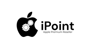 iPoint Apple Premium Reseller logo with black apple icon and gear symbols on a white background