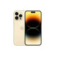 Gold smartphone with gradient back on a white background