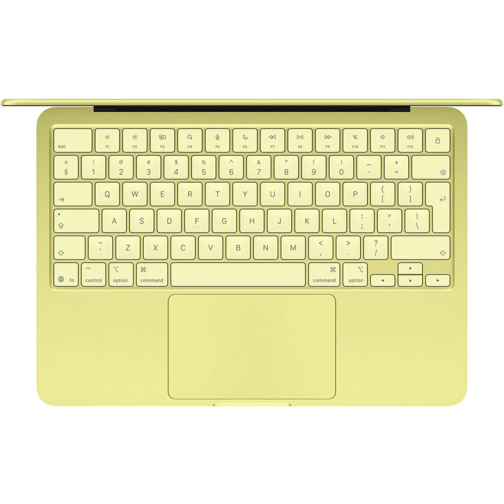 Yellow laptop keyboard on a white background
