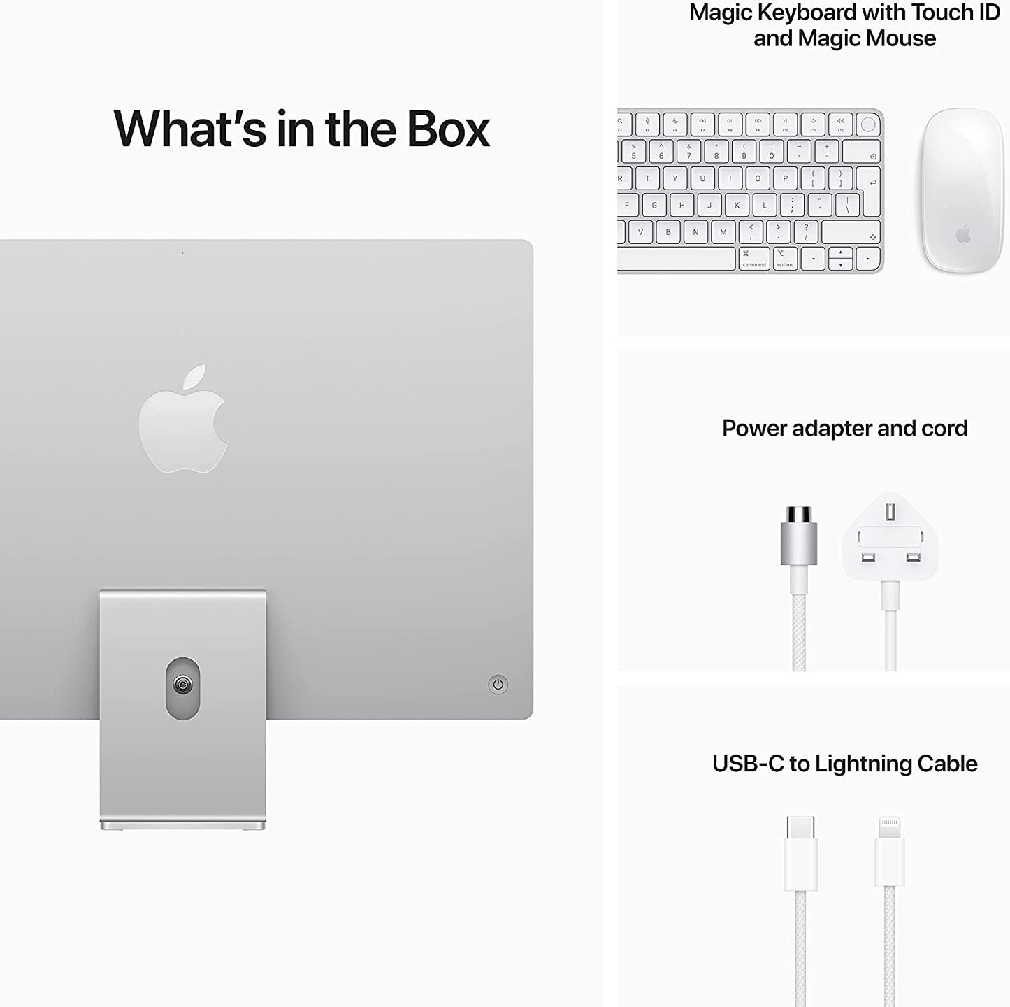 2021 Apple iMac (24-inch, Apple M1 chip with 8‑Core CPU and 8‑Core GPU, 8GB RAM, 256GB) - Silver