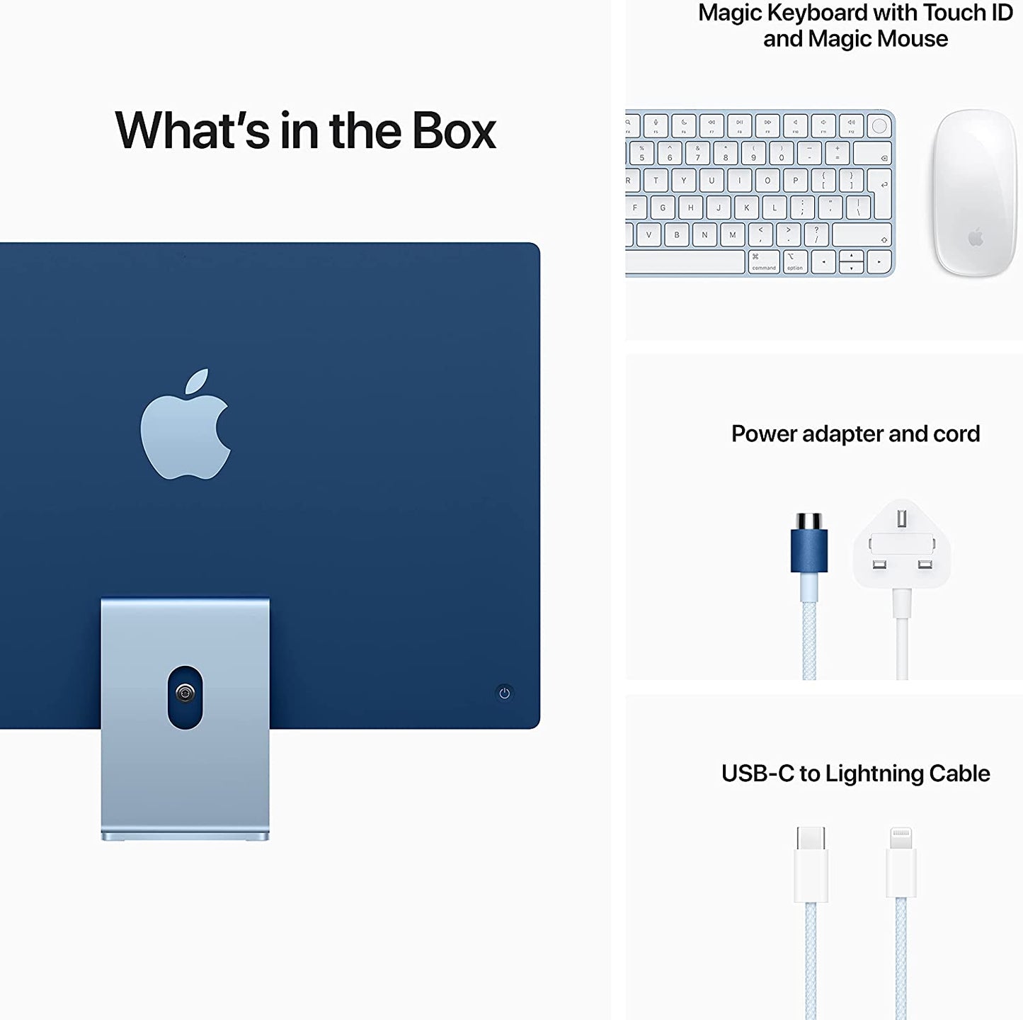 2021 Apple iMac (24-inch, M1 chip with 8‑core CPU and 8‑core GPU, 256GB) - Blue